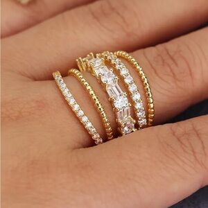 Elegant Gold and Silver Stacked Rings
